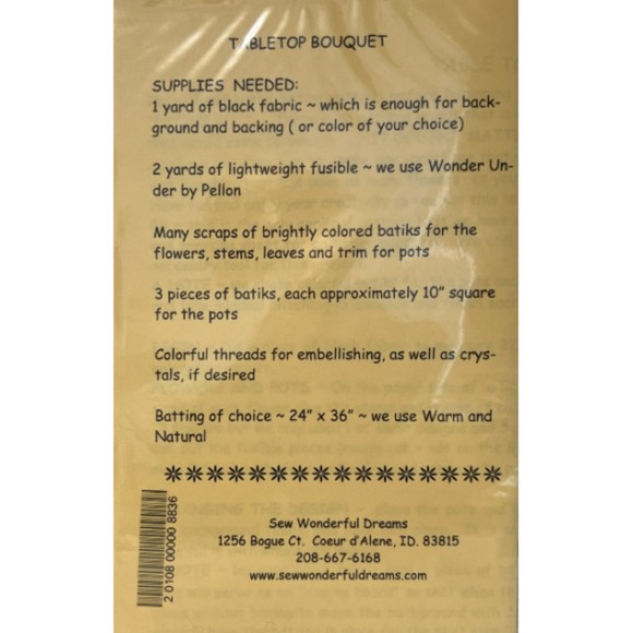 Sew Wonderful Dreams - Tabletop Bouquet Applique Pattern - Size 22" x 34" - Picture 2 of 2